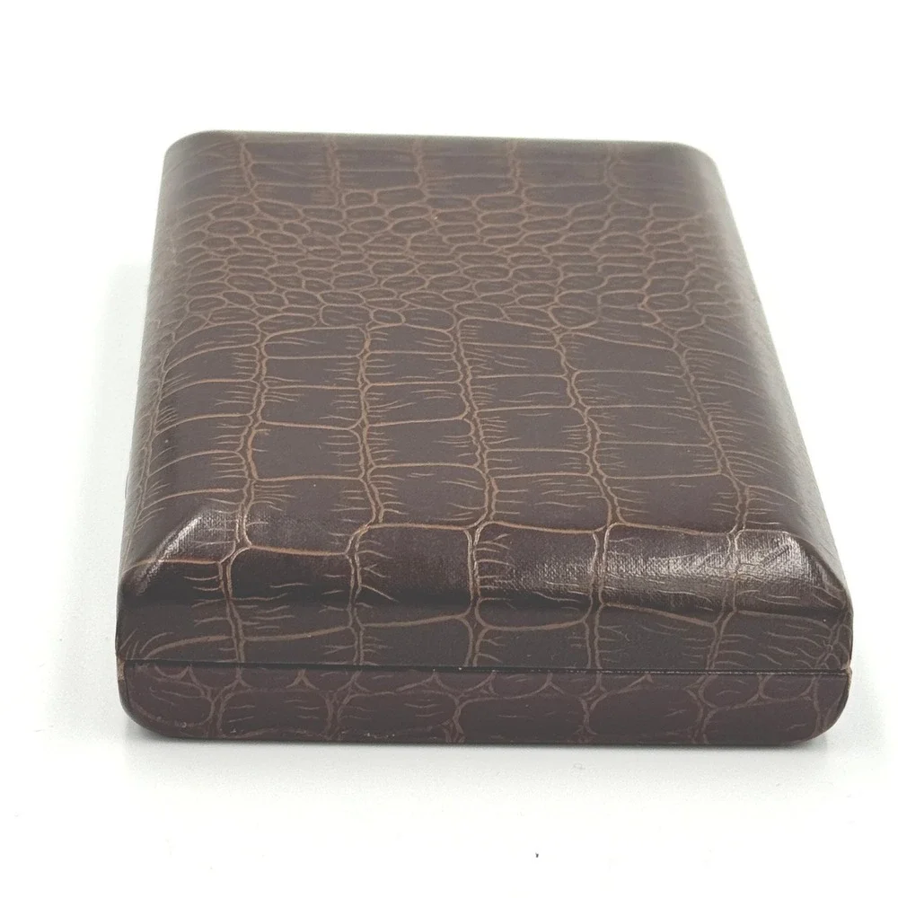Vintage‎ Croc Style Jewelry Box Small Brown Hinged Case